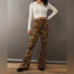 Urban Outfitters Crushed Velvet Paisley Hippie Flare Trousers Women’s Medium
